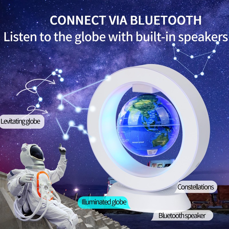 Cool Office Tech Gadgets - Zwevende Bluetooth-luidsprekerlamp, zwevende wereldbol voor kinderen,