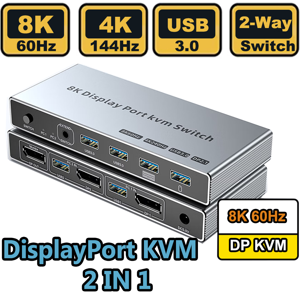 Kvm Switch Dual Monitor - DisplayPort KVM-switch 2 in 1 uit