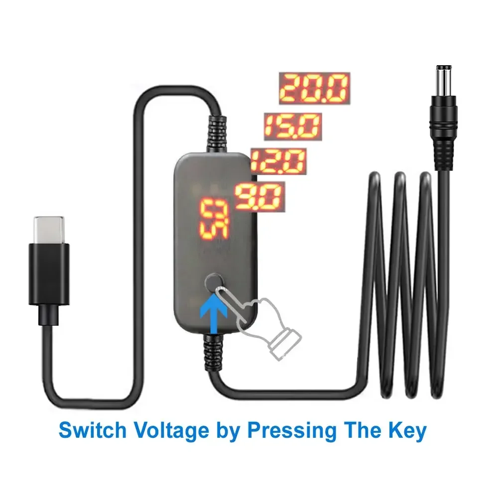 Cable Lock Laptop - Type C naar DC5.5x2.1mm voedingsadaptersnoer 5-20V