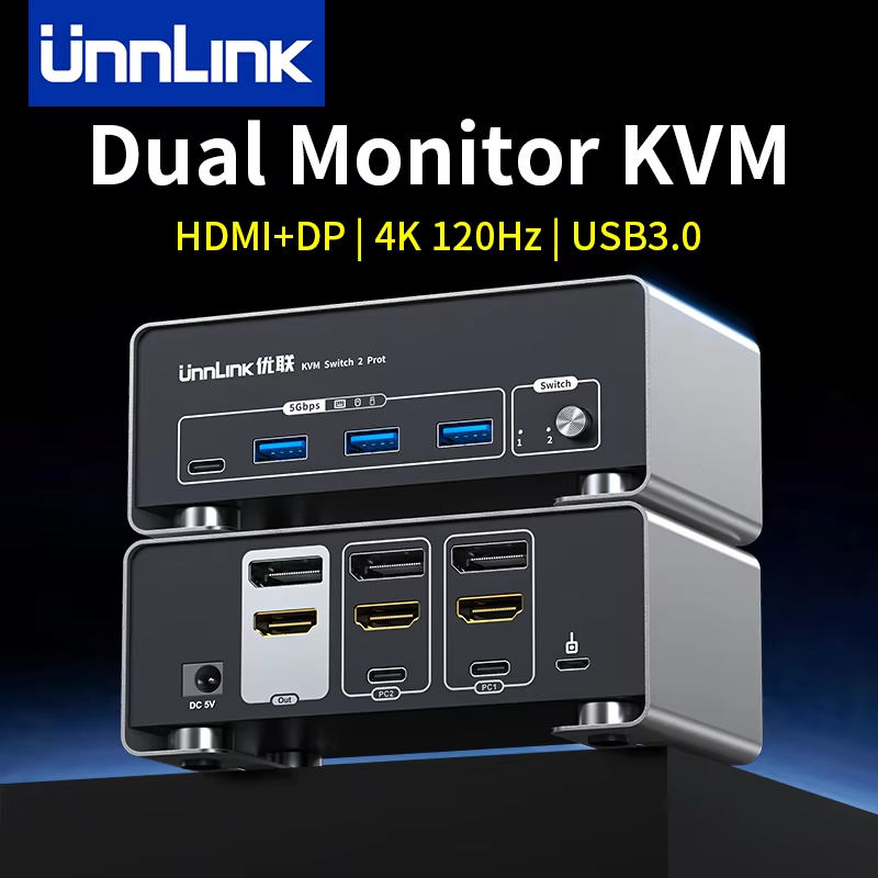 Unnlink 4K 120Hz HDMI + DP Dua - Kvm Switch Dual Monitor recensie en prijs